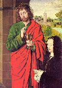 Master of Moulins Anne of France presented by Saint John the Evangelist oil painting